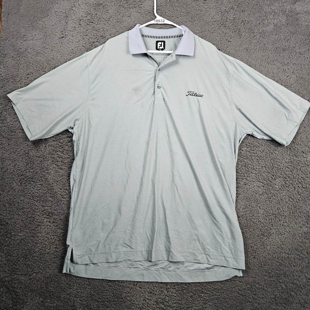 FootJoy FJ‎ Golf Polo Shirt Mens XXL Light Blue Short Sleeve Polyester Spandex